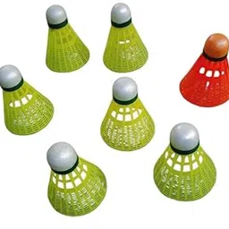 7 Piece Shuttlecock with White Cork Base Green Plastic-picture-10