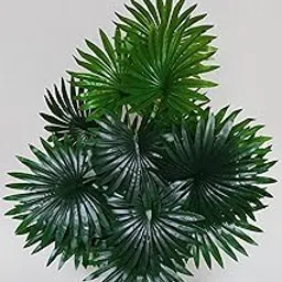 Blooming Floret Polyester Artificial Fan Palm 78.7 cm Tall | 18 Leaves | Big Ornamental Plant for Interior Decor/Home/Office | With Basic Black Pot | Indoor Green | Durable-picture-26
