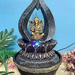 Global Grabbers Polyresin Table Top Indoor Outdoor Water Fall Fountain with LED Lights Home Decor Decoration Gift Gifting Items-GOL_GRY-BG21-(000)-picture-12