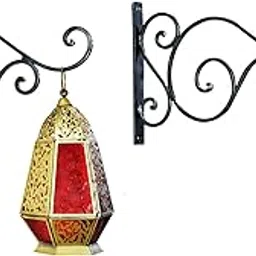 Set of 2 Wall Bracket for Hanging Bird Feeders & Houses Planters Lanterns Wind Chimes Hanging Baskets Ornaments String Lights, As Wall Brackets & More image 1