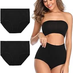 k-cheony Women's High Waist Cotton Underwear Soft Brief Panties Decorated with Lace Regular and Plus Size-picture-36