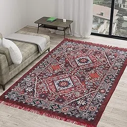 HOMADORN Traditional Kashmiri Lookalike Velvet Silk Soft Digital Printed Persian Carpet for Living Room and Bedroom (Size : 5 Feet X 7 Feet) (Design 8)-picture-12