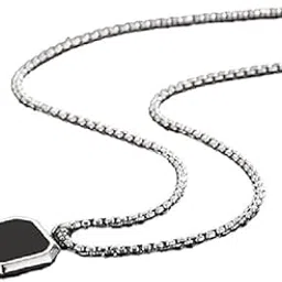 Men's Jewellery Black Silver Chain For Men Boys Geometric Stainless Steel Black Silver Locket Pendant Necklace Chain For Men Boys Anniversary Gift For Husband Gift Chains-image-12