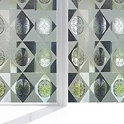 SUNBIRD 45 x 200 CM Large Frosted Glass Window Privacy Film Decorative, Heat Blocking Bathroom Window Privacy Film for Glass Windows Cover Anti-UV, (Rangoli)-picture-18