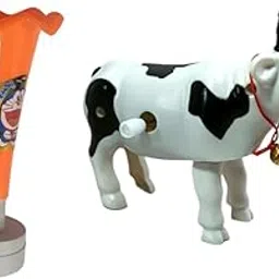 2 in 1 (1 Cow Toys + 1 PCS Baza Toys for Kids) Cow Key rotage Operator Toy and Charging Horn Toys(Q26)-picture-12