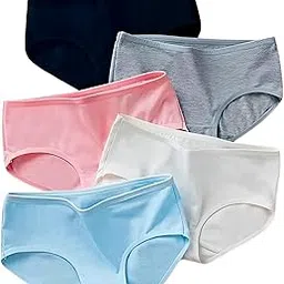 Cotton Panties for Women, Comfortable Soft Mid-Waist Hipster Panty with Thin Inner Elastic-image-1