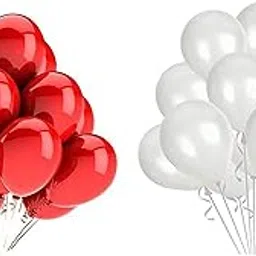 Vail Creations MADE IN INDIA 10inch Metallic Balloons for Birthday Decoration/Anniversary Party Decoration(Red + White,Pack of 50)-image-6