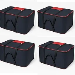 Unicrafts Underbed Storage Bag Moisture Proof Cloth Organiser Nylon Big Underbed Storage Bag with Zippered Closure and Handle(Black Red, 54x46x28cm) (4)-picture-22