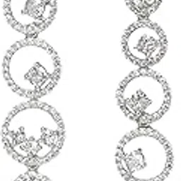 zeneme Oxidised Silver-Plated American Diamond studded Circular Shaped Drop Earrings for Girls and Women-picture-14