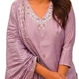 shiv textiles Women's Viscose Rayon Embroidered Kurta Pant Dupatta Set-picture-50