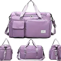 calyrex Gym Duffle Bag with Shoe Compartment Wet Pocket, Weekender Travel Bag with Shoulder Straps, Waterproof Sports Duffle Bag for Men Women, Lightweight Carry on Gym Bag (Purple)-picture-46