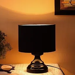 Black Cotton Drum Designer/Fashionable Table Lamp for Home Decor (Black, Small) AD523-picture-35
