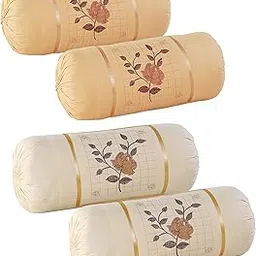 Rj Products™ Embroided Cotton Bolster Covers Set of 4 Piece (Cream & Beige)-image-15