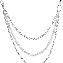 its 4 you White Pearl Jeans Chain, Side Punk Chain | Fashion Body Jewelry | Waist Jewellery | Stainless Steel Silver | Jean Accessories for Men, Women & Boys | #191-picture-30