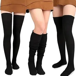 visharni Women’s Wool Thigh High Socks | Extra Long Thick Knitted Thermal Socks | Warm Woolen Knee High Leg Warmers for Winter-picture-38