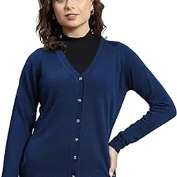 monte carlo Women's Regular Fit Cardigan | Solid Pattern with Button Closure | Full Sleeve V-Neck Cardigan for Women-picture-30