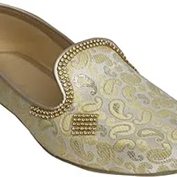 panahi Beige Silk Mojaris for Men-picture-40