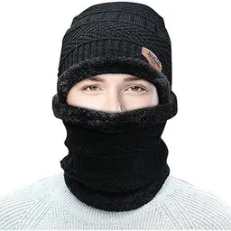Woolen Winter Cap for Men Woolen Cap for Women & Men with Neck Warmer in Winter for Thermal Wear Stylish Soft Winter Caps for Boys & Girls for Warm Wear Head Winter Bennies(Multi-Color)-picture-16