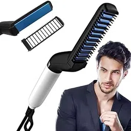 Aaa Store Multifunctional Curly Hair Straightening Comb Curler, Beard Straightener, Beard Straightener For Men(White)-picture-23