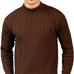 kvetoo Men's High Neck Cable Knit Sweater | Winter Pullover | Warm Wool Blend |Casual Full Sleeve Sweater for Men | Stylish Ribbed Neck Slim Fit Winterwear-picture-14