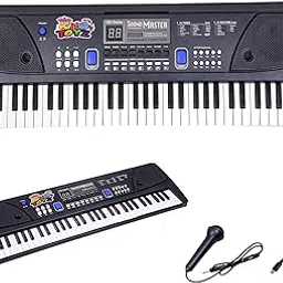 KING TOYZ Piano Keyboard with Mic | 61 Keys, 10 Rhythms, 16 Tones, 6 Demo Songs & 8 Percussions | Electronic Musical Toy for Boys & Girls Age 2-5 | Educational & Recording Keyboard for Beginners Black-picture-23