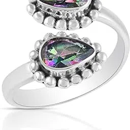 mahal jewels Silverrazzi 925 Sterling Silver Rainbow Quartz Elegant Adjustable Ring | Ring for Women and Girls | Certificate of Authenticity and 925 Stamp | 6 Month Warranty-picture-14