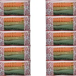 Garment Cover Non-Woven 90 GSM with Transparent Window & Double Metal Zipper – Pack of 10 | Dustproof Clothes Storage Bag for Sarees, Suits, Jackets, Shirts SBXLRL152493517524148524339 image 1