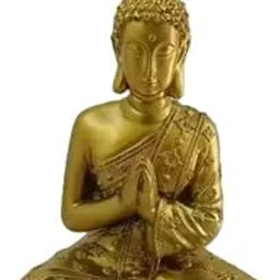 Golden Buddha Statue, Meditation Pose Decorative Figurine, Brass Finish, 19 x 13 x 10 cm, Religious Home Decor-image-42