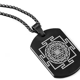 rcw Shree Yantra Locket Pendant with Chain | Lord Shree Yantra Spiritual Locket Micro-carved Tag Stainless Steel | Unisex Religious Pendant | Divine Protection Jewelry-picture-13