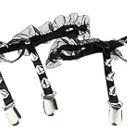 snappsy Women Heart Decor Garters Adjustable Leg Strap Garters Suspenders Black-picture-10