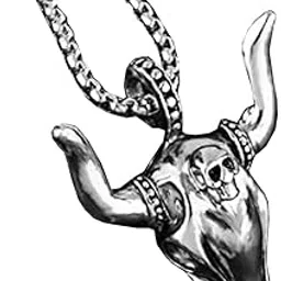 m men style Designer Stainless Steel Bull Head Skull Silver Chain Pendant for Men and Boys Stainless Steel Silver Stainless Steel Pendant Necklace Chain for Men and Women-picture-21