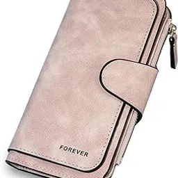 gfdoso Wallet for Women Stylish Leather – Elegant Long Trifold Wallet with Snap Button and Zipper Pocket, Fits for Daily, Travel and Office Use(Pink)-picture-45