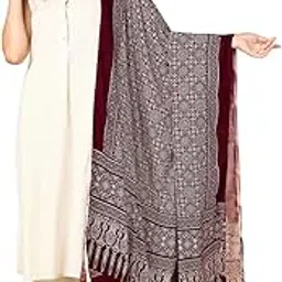 amrozia Ajrakh Print Rayon Dupatta for Women (Maroon)-picture-29