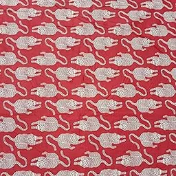 Pure Cotton Dress Making Fabric Sanganeri Print Jaipuri Hand Block Printed Unstitched Dress Material for Women Blouse/Plazzo,Kurti/Lehenga/Saree/Piece Womens 43" Inches Width (Red 1, 5 Meter)-picture-30