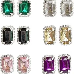 denicraas Round Changeable Stone Earring Pack Of 6 For Women (Style 4)-picture-47
