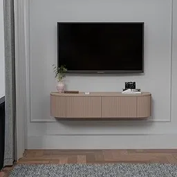 Furnitell Wooden TV Unit for Living Room | Media Console Movable Tv Cabinet | Tv Cabinet with 2 Doors & 2 Shelf Storage | Sideboard Cabinet | HDMR Premium Wood | (Light Brown)-image-95