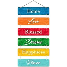 AanganAura Decorative Wall Hanging Wooden Art Decoration item for Living Room | Bedroom | Home Decor | Gifts | Quotes Decor Painting | Wall Art For Hall | Mdf Wall Decoration,Set of 6-picture-26