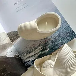 FAIRY BUCKET ™ Aesthetic Soy Wax Scented Candles – Reusable Concrete Sea Shell Jars, Blue Waves Scent, 12+ Hours Burn Time – Perfect Home Decor for Bedroom & Office | Long-Lasting (Blue Waves)-picture-18