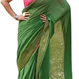 suta Dipped In Hena Cotton Zari Saree Without Blouse Piece - Olive Green-picture-12