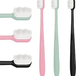 Ytm Soft Toothbrush for Sensitive Gums and Teeth, Micro Fur Manual Toothbrush with 20,000 Bristles Extra Soft Tooth Brush Nano Toothbrushes for Adults (Black, Green, Pink), 3 Pc-picture-11