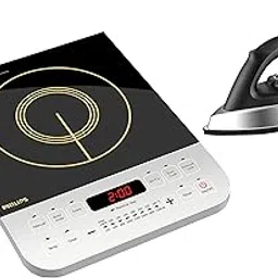 Philips Viva Collection HD4928/01 2100-Watt Induction Cooktop (Black) & GC181 Heavy Weight 1000-Watt Dry Iron (Black) Combo-picture-13