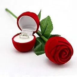 MAJIK Velvet Flower Rose Ring Box Holder for Ring Stole for and Gift Valentine's Day-image-43