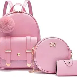 floki Fashion Girls 3-PCS Fashion Cute Mini Leather Backpack sling & pouch set for Women/gift for girl-picture-38