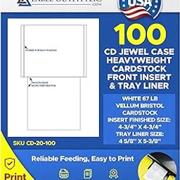 100 Label Outfitters CD Jewel Case Insert, 100 sheets, 67# White Bristol Card Stock-picture-45