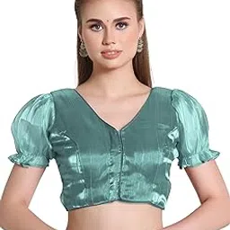 pujia mills Woman Designer V Neck with Puff Sleeve with sequnace Work Blouse 38 Size-picture-12