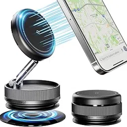 Foldable Vacuum Magnetic Car Phone Holder for Magsafe [89+LBS Strongest Suction & 2800gf Strongest Magnetic], 360° Adjustable Car Phone Mount for Your Car/Gym/Mirror/Shower for iPhone & Android-picture-14