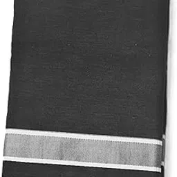 Black Cotton Dhoti/Vesti for Men – 2 Meters, Black with Silver Zari Border, Ethnic Wear, Single Size, Pack of 1-image-0