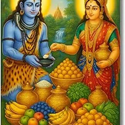 DIVARTH Maa Annapurna and Lord Shiva Wall Painting – Kitchen Wall Art Poster, Hindu Religious Home Decor & Gifting – Annapurna Devi Photo 12×18-picture-26