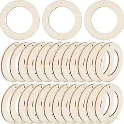 Cliths Wooden Flat Rings Craft Circles for DIY Projects Painting Decor Home Art Hanging (Pack of 50 Pcs)-image-75