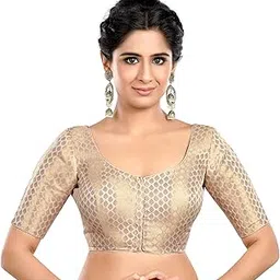 neckbook Women's Brocade Half Sleeves Princess Cut Readymade Saree Blouse-picture-37